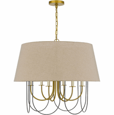 Cal FX-3817-6 Eupora Antique Brass / Black Hanging Chandelier