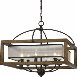 Cal FX-3536-6 Mission Wood Chandelier Light