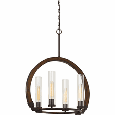 Cal FX-3691-4 Sulmona Contemporary Oak / Iron Mini Ceiling Chandelier