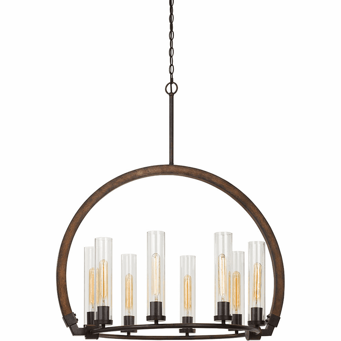 Cal FX-3691-8 Sulmona Modern Oak / Iron Hanging Chandelier