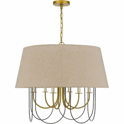 Cal FX-3817-6 Eupora Antique Brass / Black Hanging Chandelier