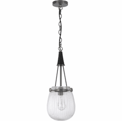 Cal FX-3820-1 Cordoba Contemporary Glass / Iron Grey / Antique Brass Mini Hanging Light
