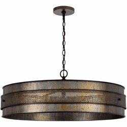 Cal FX-3822-5 Heraklion Retro Aged Bronze 30" Hanging Light