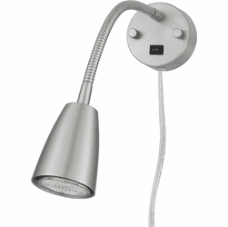 Cal LA-8047 Gooseneck Contemporary Brushed Steel LED Swing Arm Wall Lamp