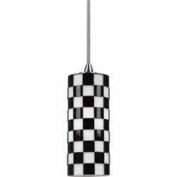 Cal UP-1018-6-BS Uni-Pack Contemporary Brushed Steel Black and White Mini Pendant Light Fixture