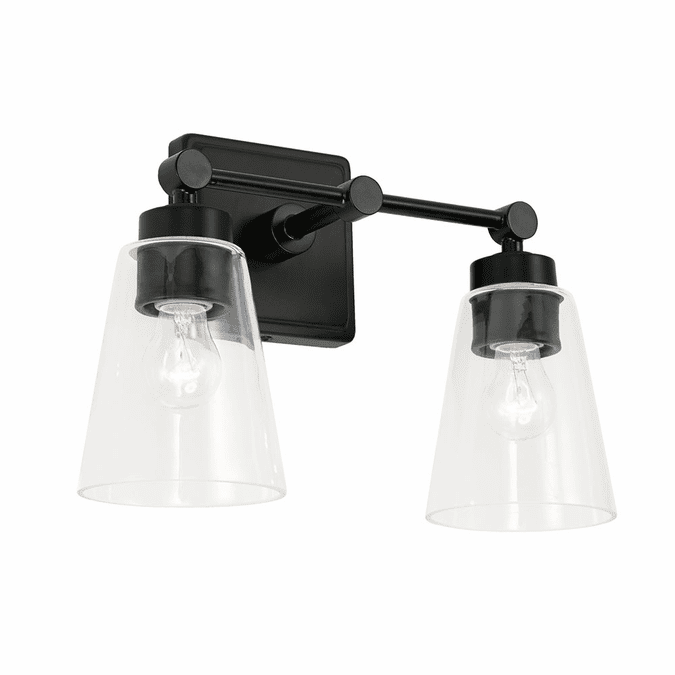 Capital Lighting 121821MB-432 Rory Contemporary Matte Black 2-Light Bathroom Lighting Fixture