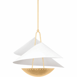 Corbett 411-24-VGL/GSW Carini Contemporary Vintage Gold Leaf / Gesso White 24" Pendant Lamp
