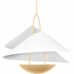 Corbett 411-34-VGL/GSW Carini Contemporary Vintage Gold Leaf / Gesso White 35" Pendant Lamp