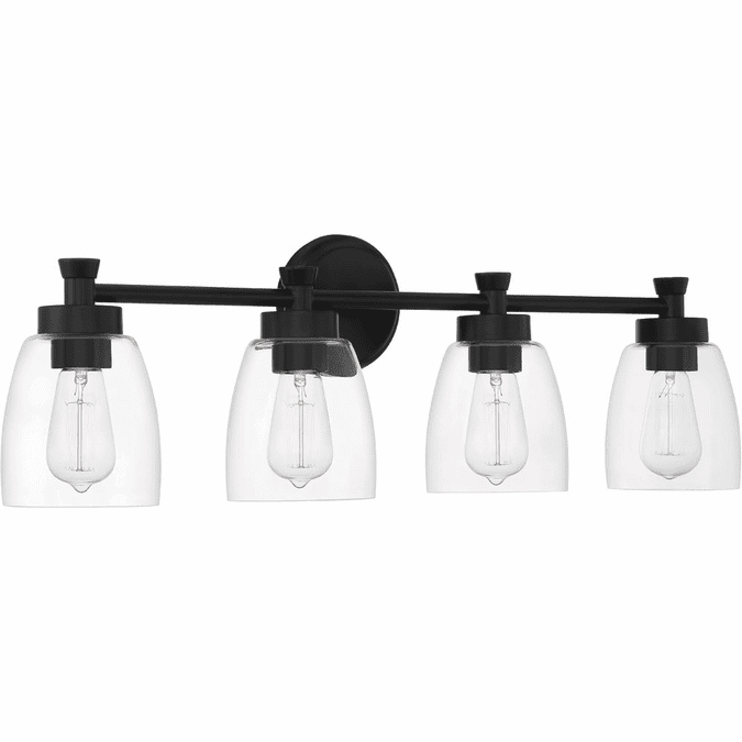 Craftmade 12730FB4 Henning Modern Flat Black 4-Light Bath Light Fixture