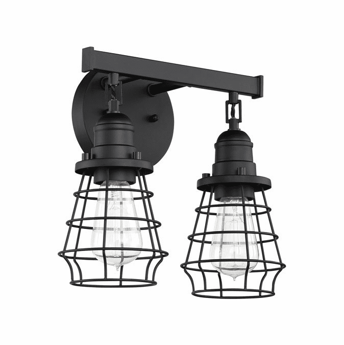 Craftmade 50602-FB Thatcher Flat Black 2-Light Vanity Light Fixture