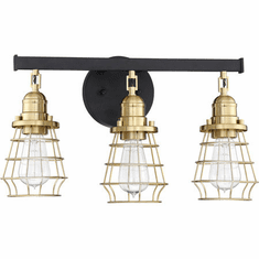 Craftmade 50603-FBSB Thatcher Flat Black and Satin Brass 3-Light Bathroom Light Sconce