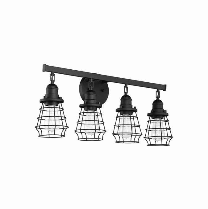 Craftmade 50604-FB Thatcher Flat Black 4-Light Bathroom Lighting Sconce