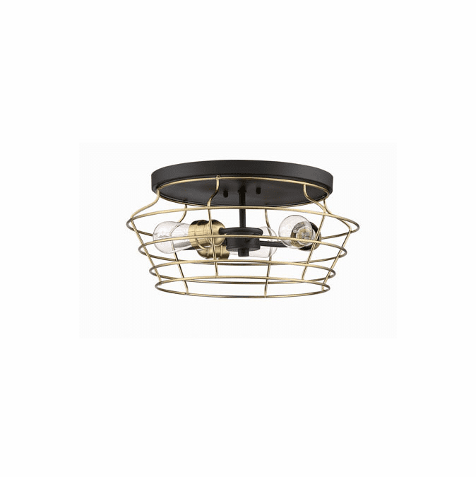 Craftmade 50683FBSB Thatcher Flat Black and Satin Brass Flush Ceiling