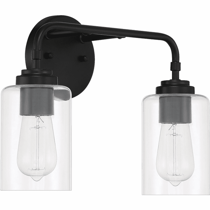 Craftmade 56002-FB Stowe Contemporary Flat Black 2-Light Bath Lighting