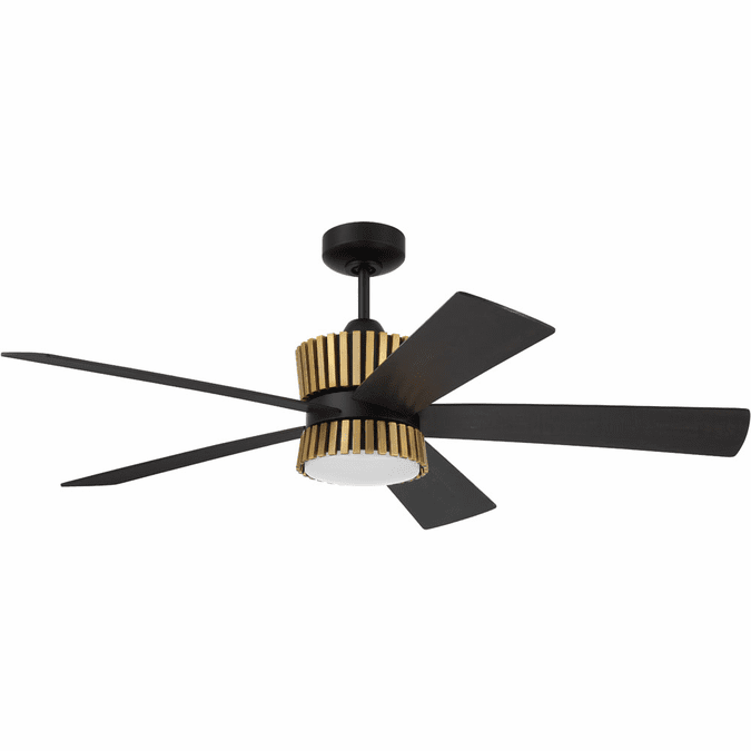 Craftmade TRY52FBSB5 Theiry Modern Flat Black/Satin Brass LED 52" Home Ceiling Fan