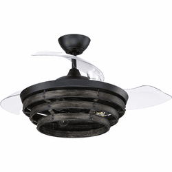 Craftmade WHS42FBGW3 Whiskey Hidden Blades Modern Flat Black 42" Ceiling Fan