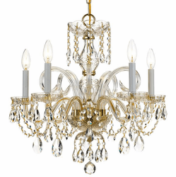 Crystorama 1005-PB-CL-SAQ Traditional Crystal Polished Brass Mini Lighting Chandelier