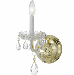 Crystorama 1031-PB-CL-SAQ Traditional Crystal Polished Brass Candle Light Sconce