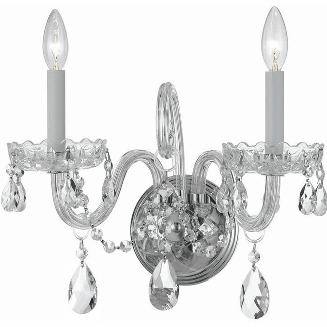 Crystorama 1032-CH-CL-S Traditional Crystal Polished Chrome Candle Lighting Sconce