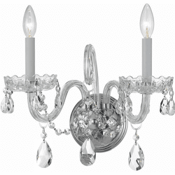 Crystorama 1032-CH-CL-SAQ Traditional Crystal Polished Chrome Candle Lamp Sconce