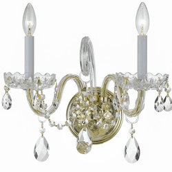 Crystorama 1032-PB-CL-MWP Traditional Crystal Polished Brass Candle Wall Sconce Lighting