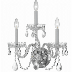 Crystorama 1033-CH-CL-SAQ Traditional Crystal Polished Chrome Candle Wall Sconce Lighting