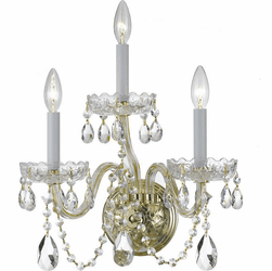 Crystorama 1033-PB-CL-S Traditional Crystal Polished Brass Candle Wall Light Sconce