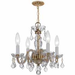 Crystorama 1064-PB-CL-SAQ Traditional Crystal Polished Brass Mini Chandelier Lamp