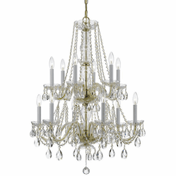 Crystorama 1137-PB-CL-SAQ Traditional Crystal Polished Brass Hanging Chandelier
