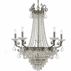 Crystorama 1486-HB-CL-SAQ Majestic Historic Brass Ceiling Chandelier