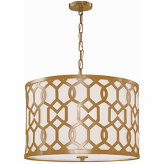 Crystorama 2266-AG Jennings Aged Brass Drum Hanging Pendant Lighting