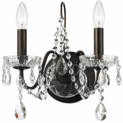 Crystorama 3022-EB-CL-MWP Butler English Bronze Candle Wall Mounted Lamp