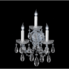 Crystorama 4403-CH-CL-MWP Maria Theresa 14 Inch Tall Crystal Polished Chrome Wall Light Fixture - 3 Candles