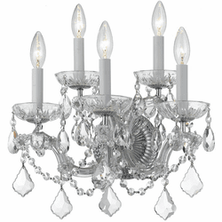 Crystorama 4404-CH-CL-SAQ Maria Theresa Polished Chrome Candle Wall Sconce Lighting