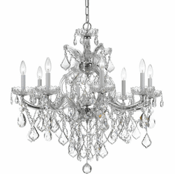 Crystorama 4409-CH-CL-S Maria Theresa Polished Chrome 28" Hanging Chandelier