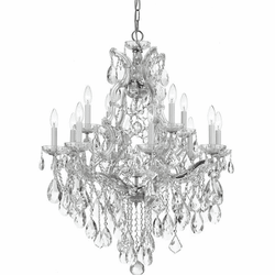 Crystorama 4413-CH-CL-MWP Maria Theresa Polished Chrome 28" Ceiling Chandelier