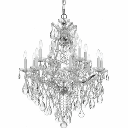 Crystorama 4413-CH-CL-S Maria Theresa Polished Chrome 28" Hanging Chandelier