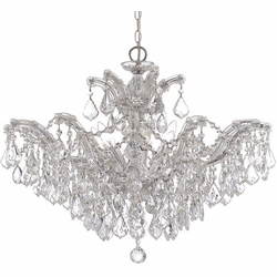 Crystorama 4439-CH-CL-SAQ Maria Theresa Polished Chrome 27" Convertible Chandelier Lighting / Flush Mount Light Fixture