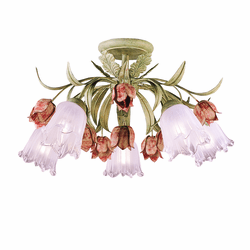 Crystorama 4800-SR Southport 22 inch rustic ceiling light in sage green and rose