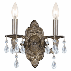 Crystorama 5022-VB-CL-MWP Sutton Venetian Bronze Finish 15 Inch Tall 2 Lamp Candle Sconce - Clear Crystal