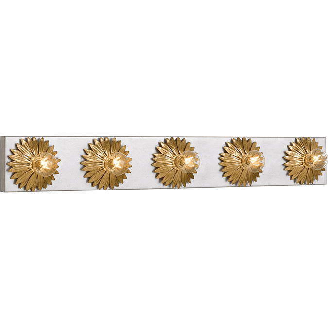 Crystorama 508-GA-SA Broche Contemporary Antique Gold + Antique Silver 5-Light Bath Light Fixture