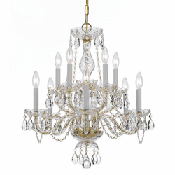 Crystorama 5080-PB-CL-SAQ Traditional Crystal Polished Brass Ceiling Chandelier