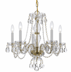 Crystorama 5085-PB-CL-MWP Traditional Crystal Polished Brass Mini Lighting Chandelier