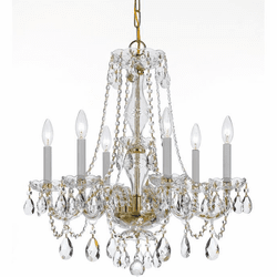 Crystorama 5086-PB-CL-SAQ Traditional Crystal Polished Brass Chandelier Lamp
