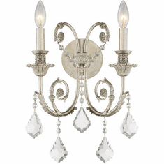 Crystorama 5112-OS-CL-MWP Regis Olde Silver Candle Wall Sconce Light