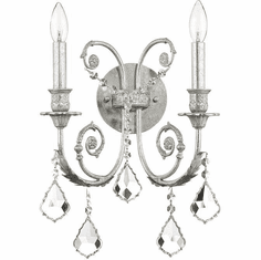 Crystorama 5112-OS-CL-SAQ Regis Olde Silver Candle Wall Lamp