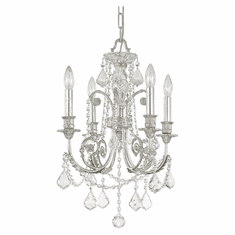 Crystorama 5114-OS-CL-MWP Regis Traditional 17 Inch Diameter 4 Candle Olde Silver Chandelier