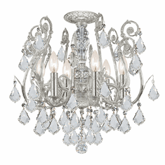 Crystorama 5115-OS-CL-MWP Regis Semi Flush Mount 6 Lamp Olde Silver Ceiling Light Fixture