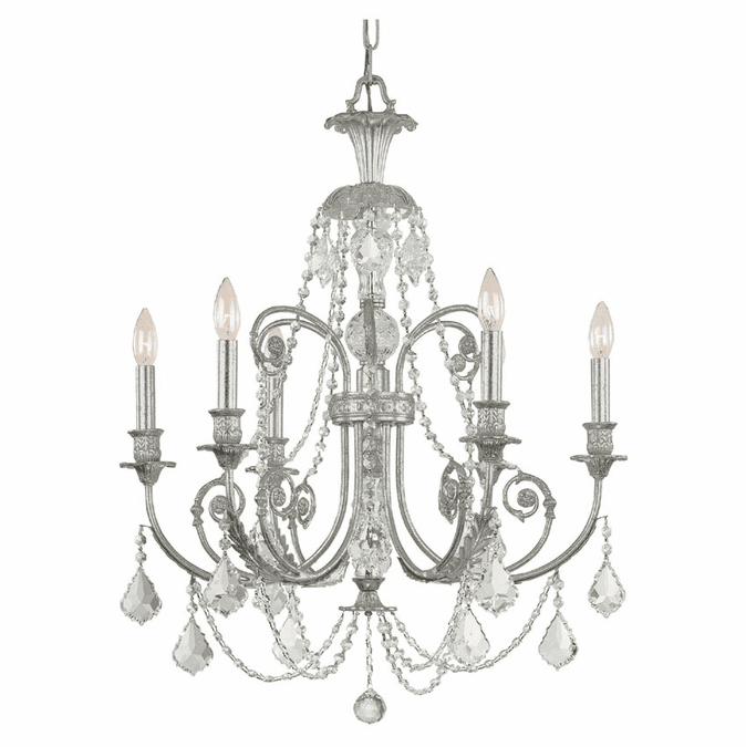 Crystorama 5116-OS-CL-MWP Regis Medium Olde Silver Finish 26 Inch Diameter Ceiling Chandelier - 6 Candles