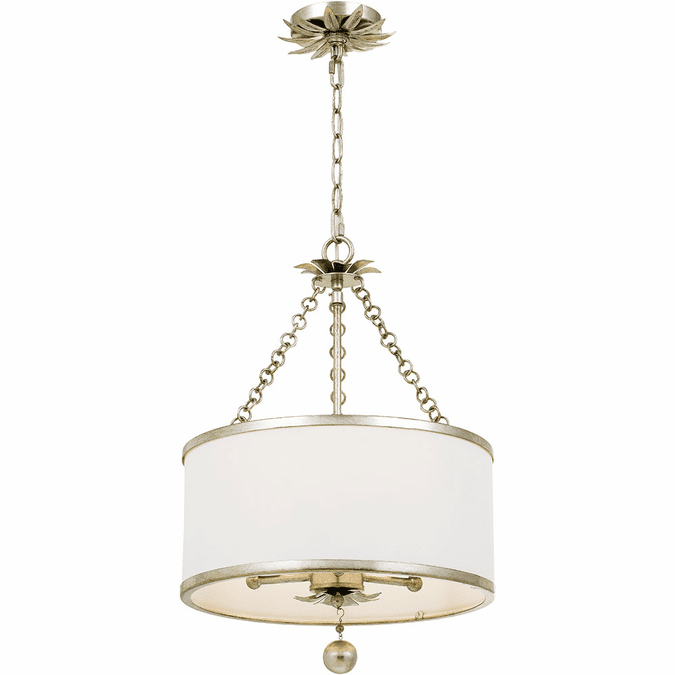 Crystorama 513-SA Broche Antique Silver Drum Pendant Hanging Light